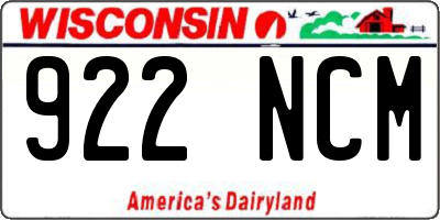 WI license plate 922NCM