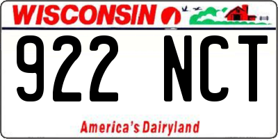 WI license plate 922NCT