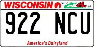 WI license plate 922NCU