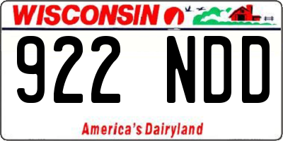 WI license plate 922NDD