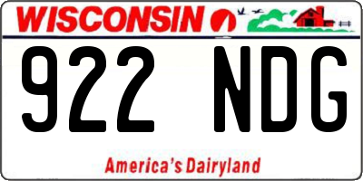 WI license plate 922NDG