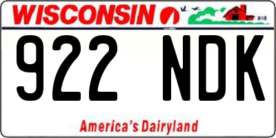 WI license plate 922NDK
