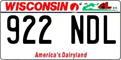 WI license plate 922NDL