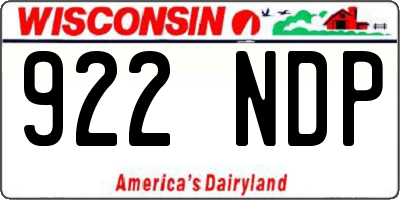 WI license plate 922NDP