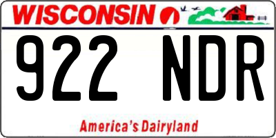 WI license plate 922NDR