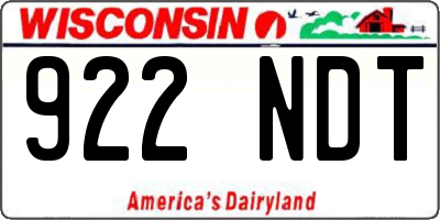 WI license plate 922NDT