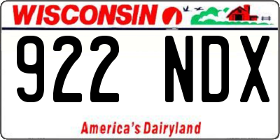WI license plate 922NDX