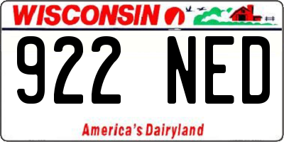 WI license plate 922NED