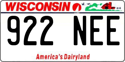 WI license plate 922NEE