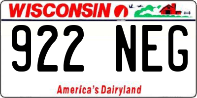 WI license plate 922NEG