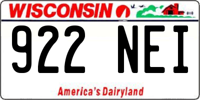 WI license plate 922NEI