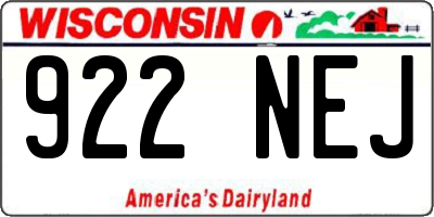 WI license plate 922NEJ