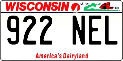 WI license plate 922NEL
