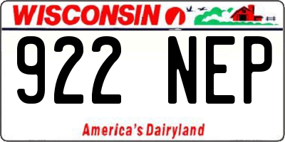 WI license plate 922NEP