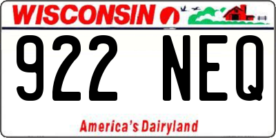 WI license plate 922NEQ