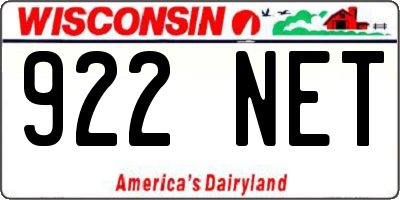 WI license plate 922NET