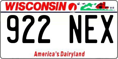 WI license plate 922NEX