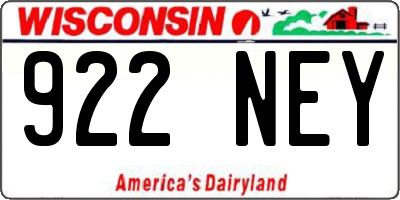 WI license plate 922NEY