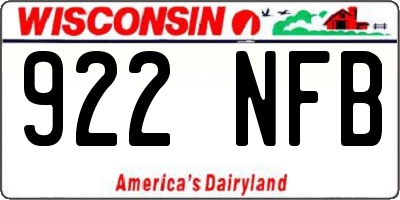 WI license plate 922NFB