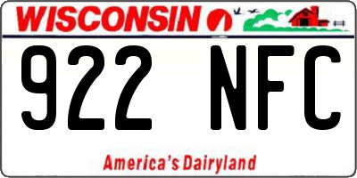 WI license plate 922NFC