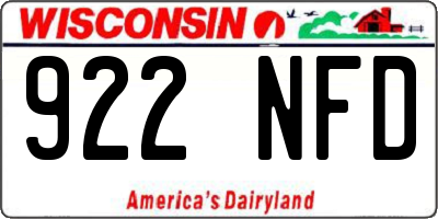 WI license plate 922NFD