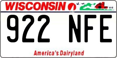 WI license plate 922NFE