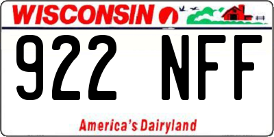WI license plate 922NFF