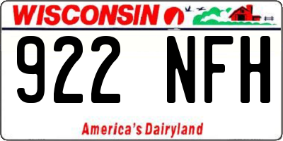WI license plate 922NFH