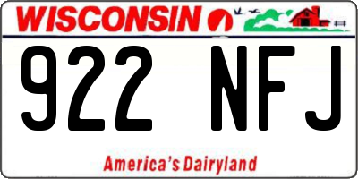 WI license plate 922NFJ