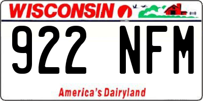WI license plate 922NFM