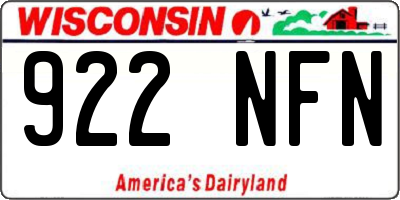 WI license plate 922NFN