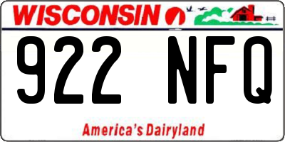 WI license plate 922NFQ