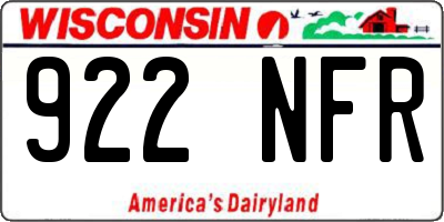 WI license plate 922NFR
