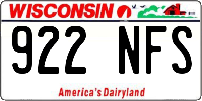 WI license plate 922NFS