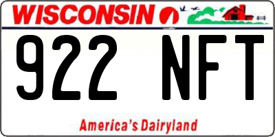 WI license plate 922NFT