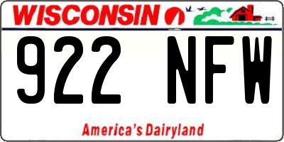 WI license plate 922NFW