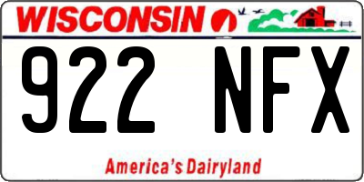 WI license plate 922NFX