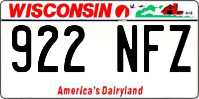 WI license plate 922NFZ