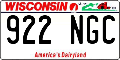 WI license plate 922NGC