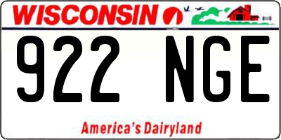 WI license plate 922NGE