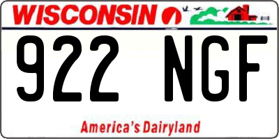 WI license plate 922NGF