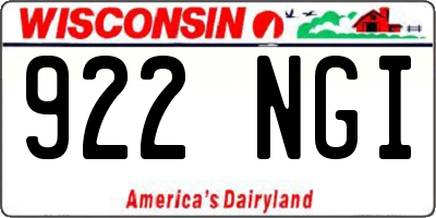 WI license plate 922NGI