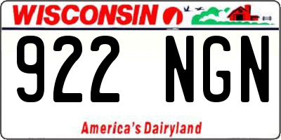 WI license plate 922NGN