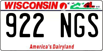 WI license plate 922NGS