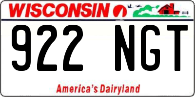WI license plate 922NGT