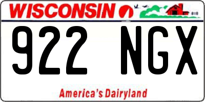 WI license plate 922NGX