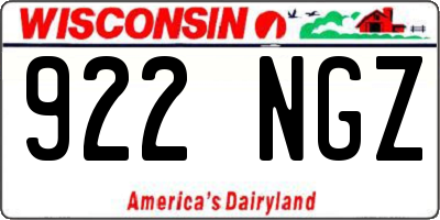 WI license plate 922NGZ
