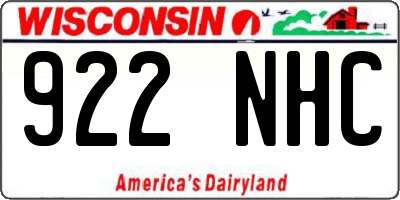 WI license plate 922NHC