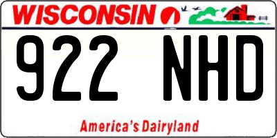 WI license plate 922NHD