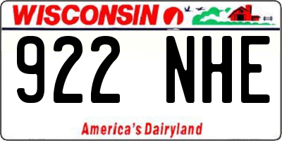 WI license plate 922NHE